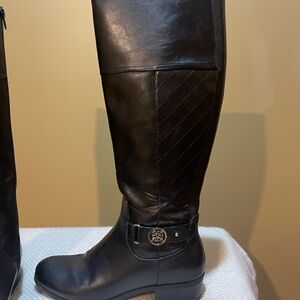 Black Leather Knee-High Boots